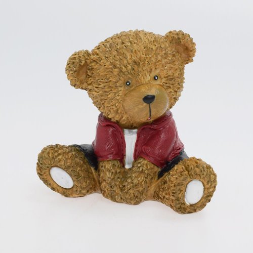 Medveď sediaci červ. tričko poly 10*10*11,8cm