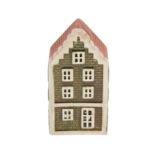 Domček zel/ora  led porcel. 6,5*5,5*12cm