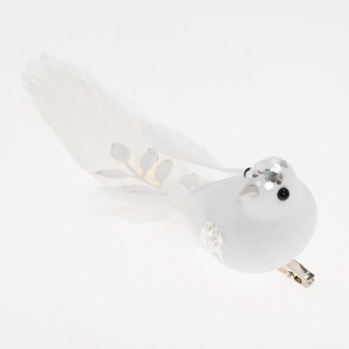 Vtáčik biely na štipci 19*5,5*7cm