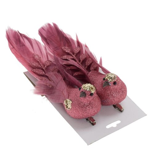 Vtáčiky bordové na štipci s/2 16*3,9*5,5cm