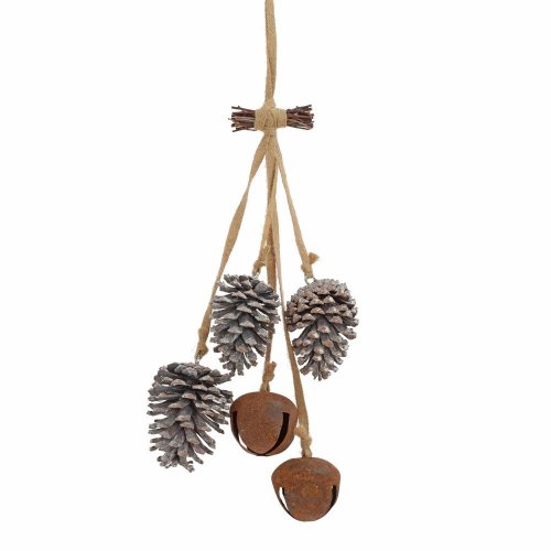 Záves šišky, rolničky bie/hrdz. 13*8*56cm