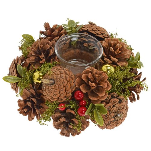 Svietnik šiškový, čečina, bobulky, zeleň 18,5*18,5*8,5cm