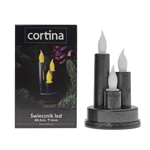 Svet.led tri sviečky čierna