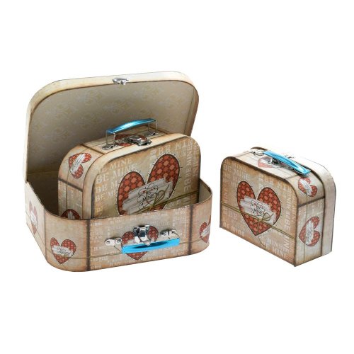 Darčeková krabička kufor s/3 20x15x8,5-30x21x9,5cm srdcia