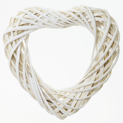 Prút. veniec srdce biely 27x27x6cm