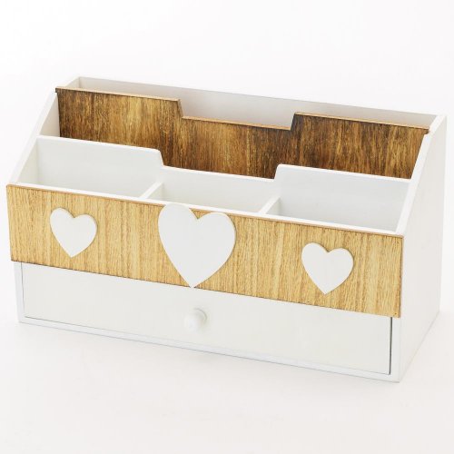 Skrinka srdce biela/natur 28x12x15cm