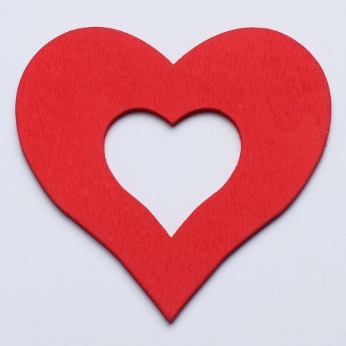 Výrez srdce drev.červené s/10 7cm super cena - Vianočné dekorácie a ozdoby