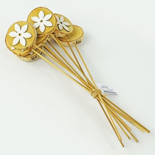 Výrez kvietok zapich drevo bie/natur 6cm s/10