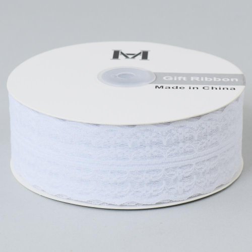 Stuha čipka 45mmx50y biela - Umelé kvety