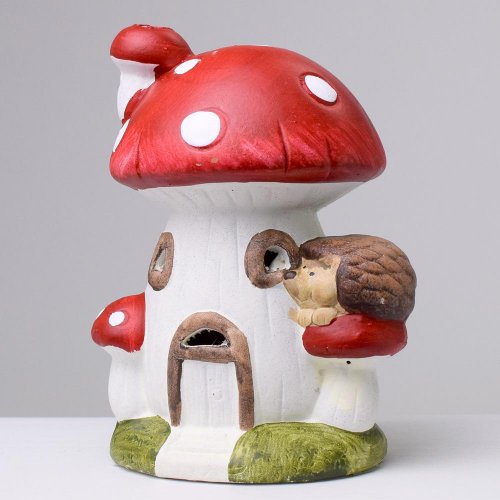 Ker. muchotrávka dom led 11x10x16cm