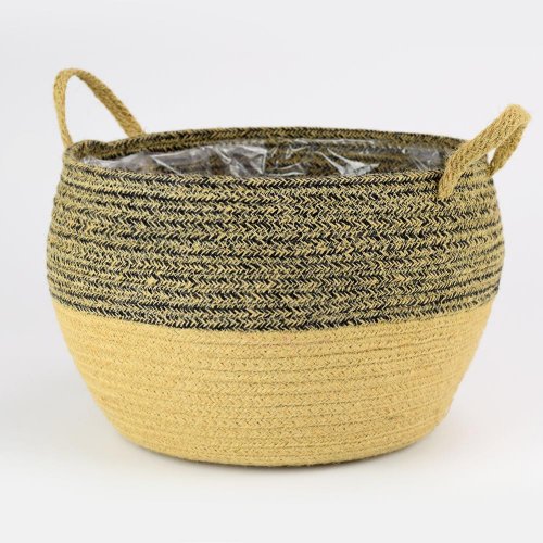 Kôš prútie s uchom hnedá/natur l 30x22cm