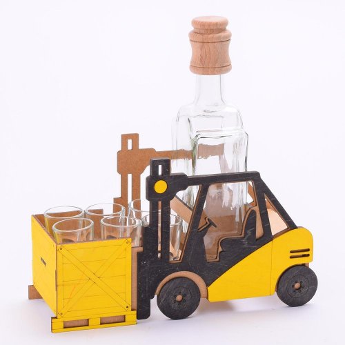 743 vozík vysokoz./poháre drevo+sklo v27x10x26cm