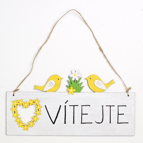 Záves vítejte drevo 29x0,5x14,7cm biely