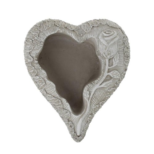 Obal srdce ruža cement sivá 20x25x8.5cm - Umelé kvety