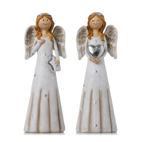 Anjel bie/béž/str srdce/hviezda mix/2 poly 7*5,5*21,5cm