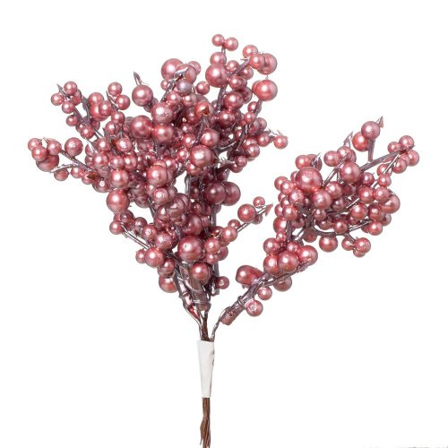 Zápich bobuľky tm.ružová perleť penové /4 16cm