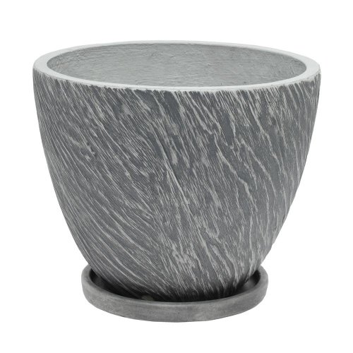 J34 kvetináč + miska nova tm.čierny 37xh30,3cm m