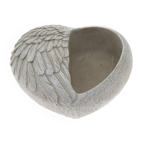 Srdce cement bledo-sivé s krídlami 20,5cm - Umelé kvety