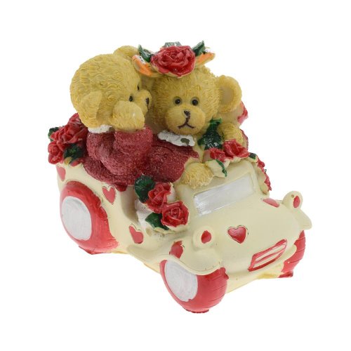 Medvedíky v autíčku čer/hne - Veľkonočné ozdoby