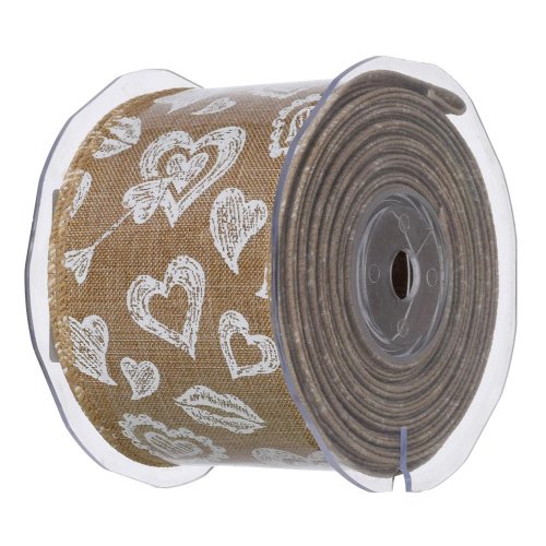 Stuha 6cmx10m juta srdce natural 2524g 00