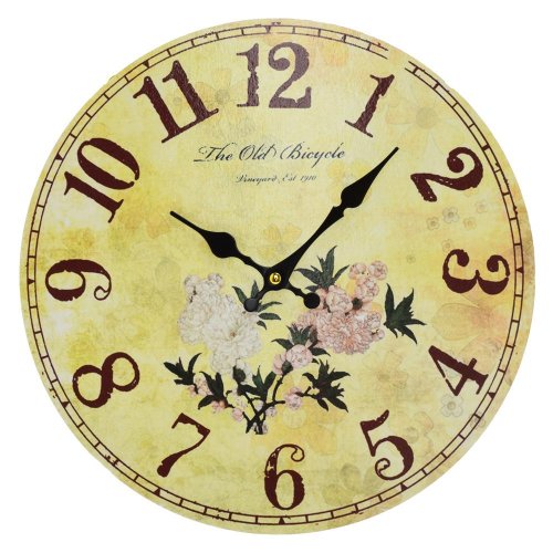 Hodiny nástenné mdf dia 34cm kvety - Umelé kvety