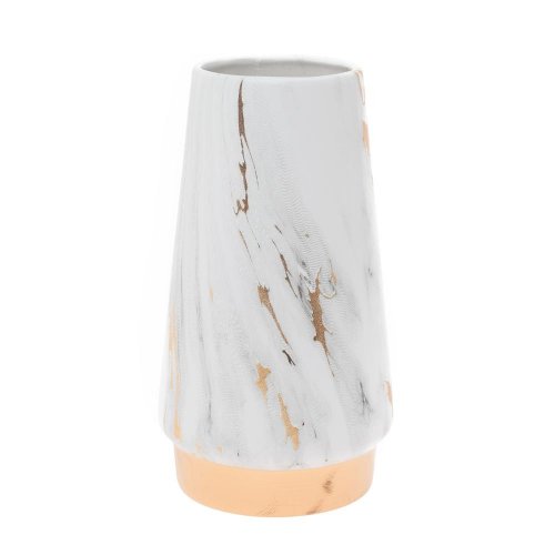 Váza mramor  keramika 11x11x20cm bielozlatá