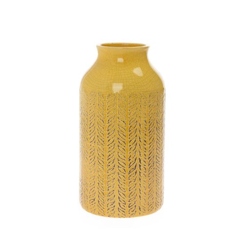 Váza ornament žltá keramika 9.5*9.5*17.5cm