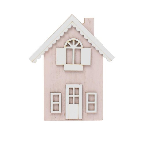 Dom drevo 12x9,5x2cm ružová