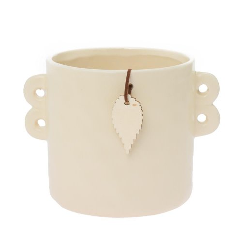 Obal keramika s uškami 17,3x13x12,5cm krém