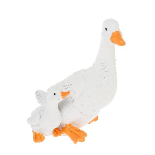 Kačka s kačičkou polyres 16x12x8,5cm biela - Veľkonočné ozdoby