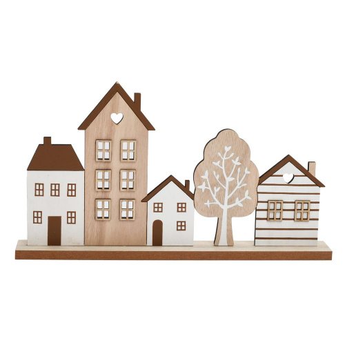 Domčeky drevo 30x4x17cm biela+natur