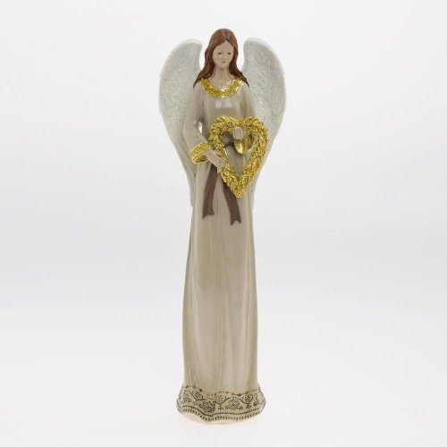 Anjel krémový, zlatý veniec 13*9*39cm