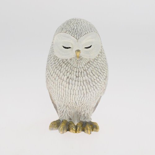 Sova bielo-zlatá spiaca poly 9*8*15cm