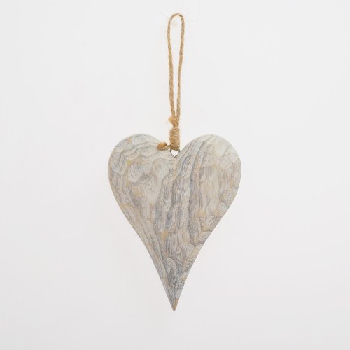 Záves srdce biele drevo 10*2,5*14cm