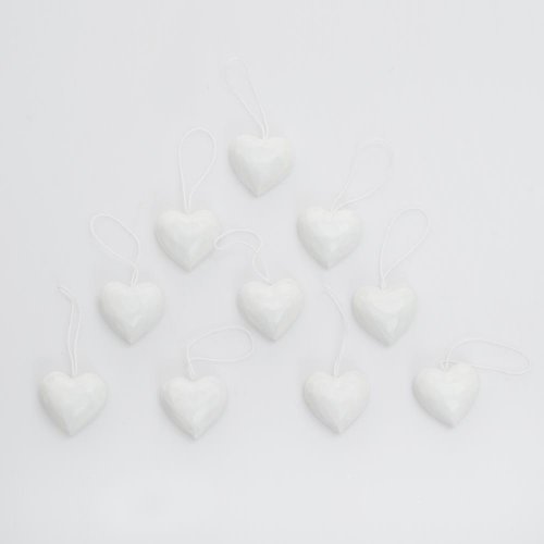 Záves srdiečka biele drevo s/10 4*4*2cm