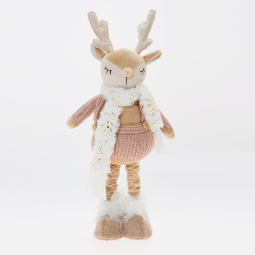 Jeleň stojaci ruž/hne telesk. nohy, textil 20*13*40/59cm