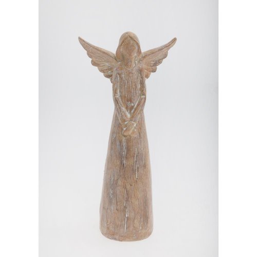 Anjel so srdcom drevený vzhľad poly 10*7*24cm