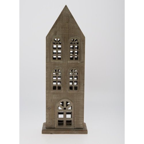 Domček sivo-hnedý drevo 10*16*45cm
