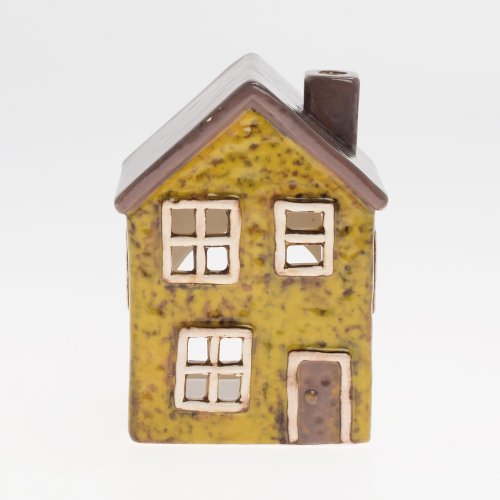Domček zel/siv na sivečku porcel. 8,1*6,2*11,2cm