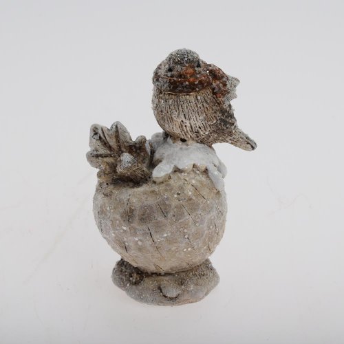 Vtáčik na jablku bie/hne poly 6*5*9cm - Jesenné dekorácie