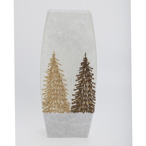 Váza vysoká biela, stromy, led 13*6*30cm