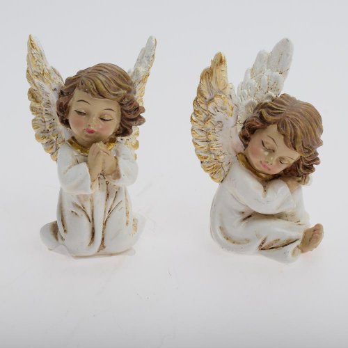 Anjel kľačiaci bie/zla poly  6,5*5*9,5cm