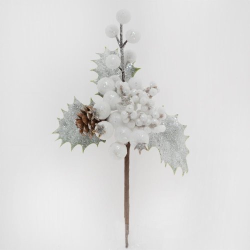 Zápich ilex, biele bobule, šiška, glit. 23cm