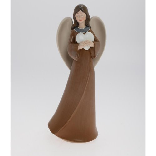 Anjel hnedý so srdcom poly 9*7,1*22,8cm - Vianočné dekorácie a ozdoby