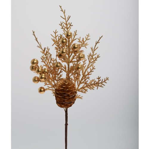 Zápich šiška, bobulky, tuja zla/hne 29cm - Umelé kvety