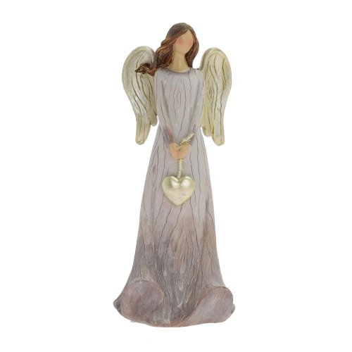 Anjel visiace srdce zla/siv poly 10*8*25cm
