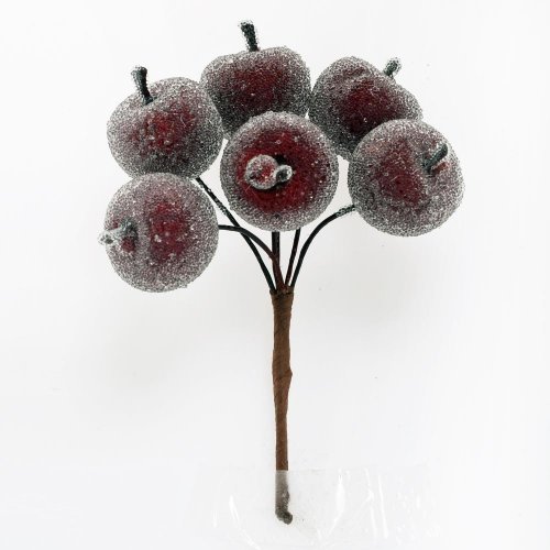 Zápich jabĺčka bordové ľadové s/4 12cm - Jesenné dekorácie