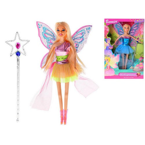 Bábika víla s krídlami 30cm kĺbová s magickou paličkou
