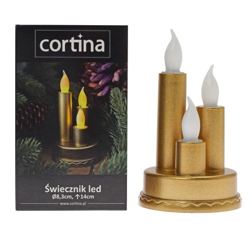 Svet.led tri sviečky zlatá