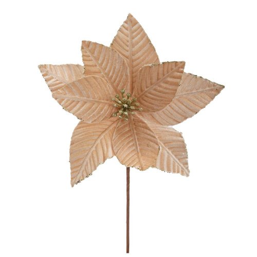 Zápich vianočná ruža šampaň zamat 37cm - Umelé kvety